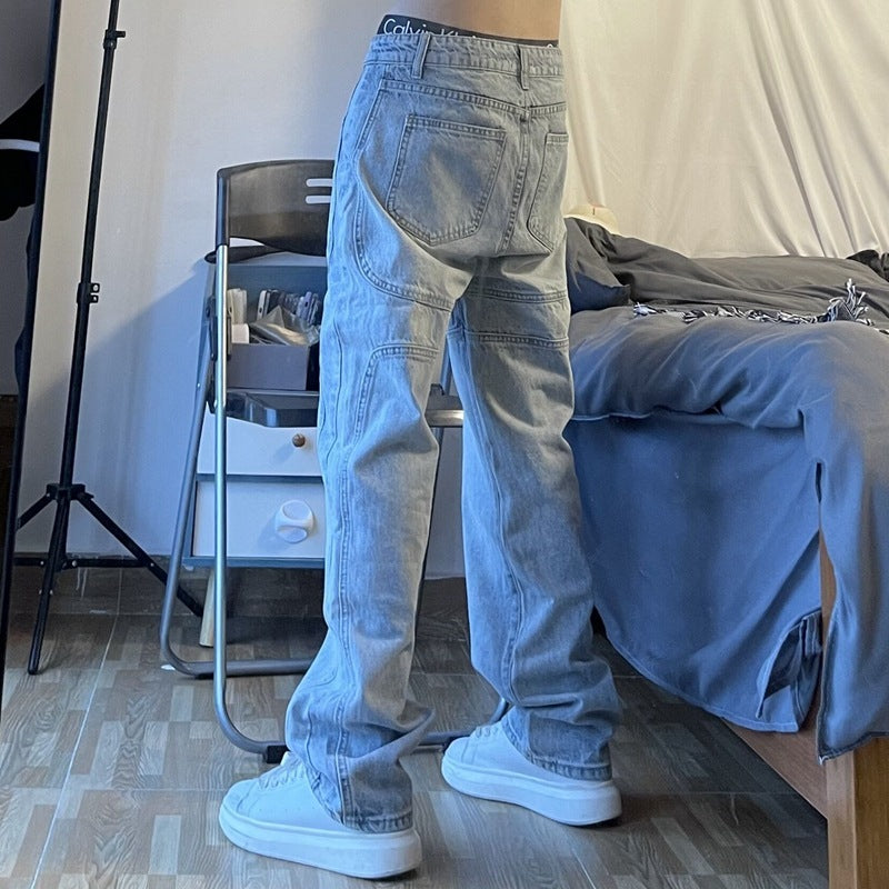Men’s Straight Retro Washed Jeans