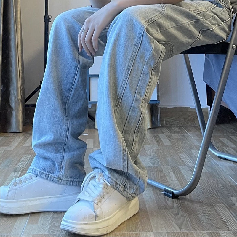 Men’s Straight Retro Washed Jeans