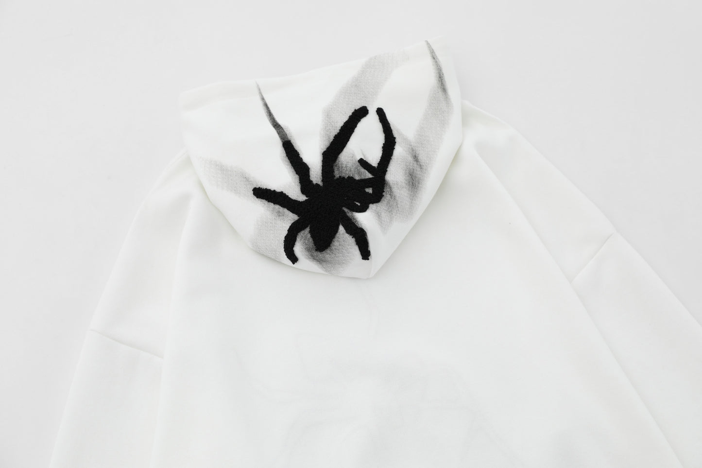 Loose Spider Print Embroidered Hoodie