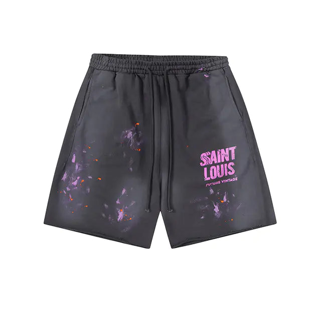 SAINT LOUIS Ink Spray Retro Style Shorts