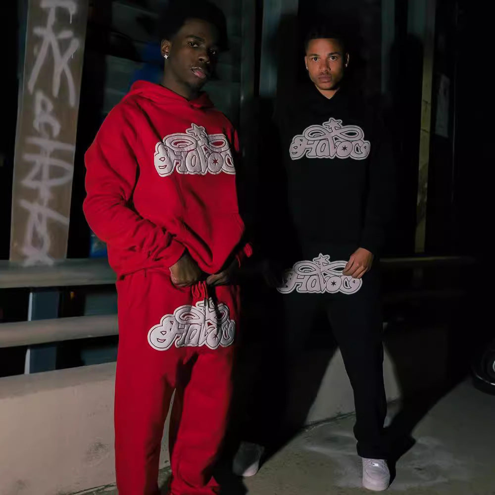 PureFusion Man Solid Color Letter Print Hoodie
