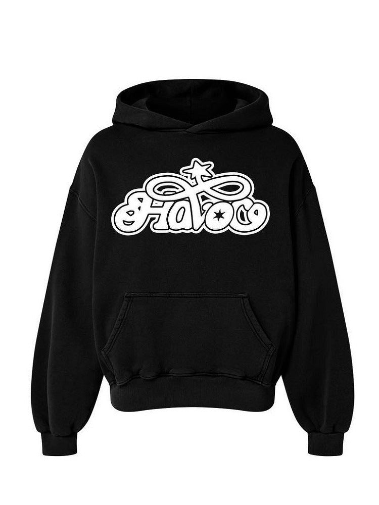 PureFusion Man Solid Color Letter Print Hoodie