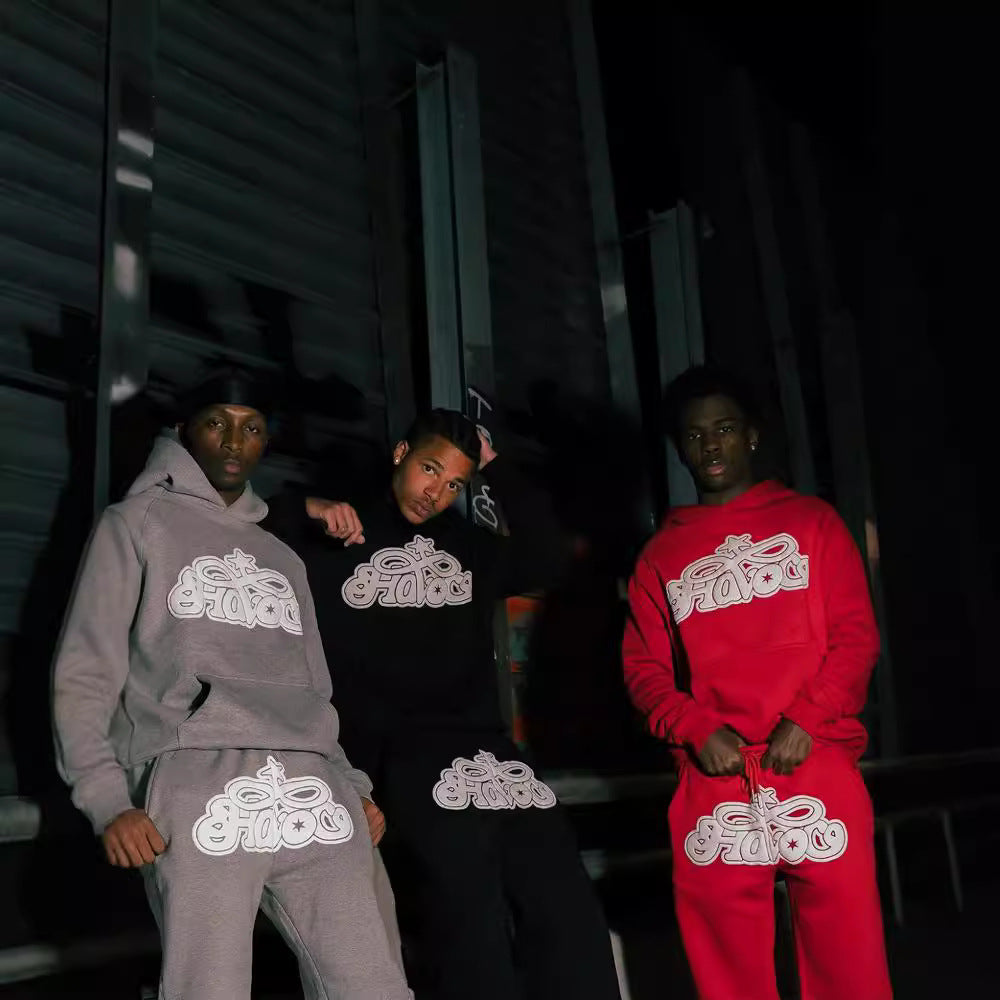 PureFusion Man Solid Color Letter Print Hoodie