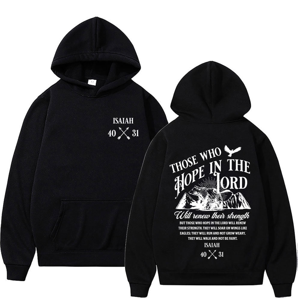 Ocean-White Letters Print Hoodies