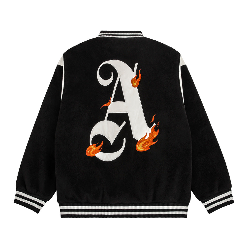 PureFusion Letter Patch Embroidered Baseball Uniform Jacket