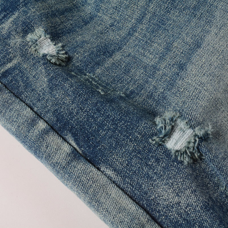 Ripped Color Patch Jeans Retro
