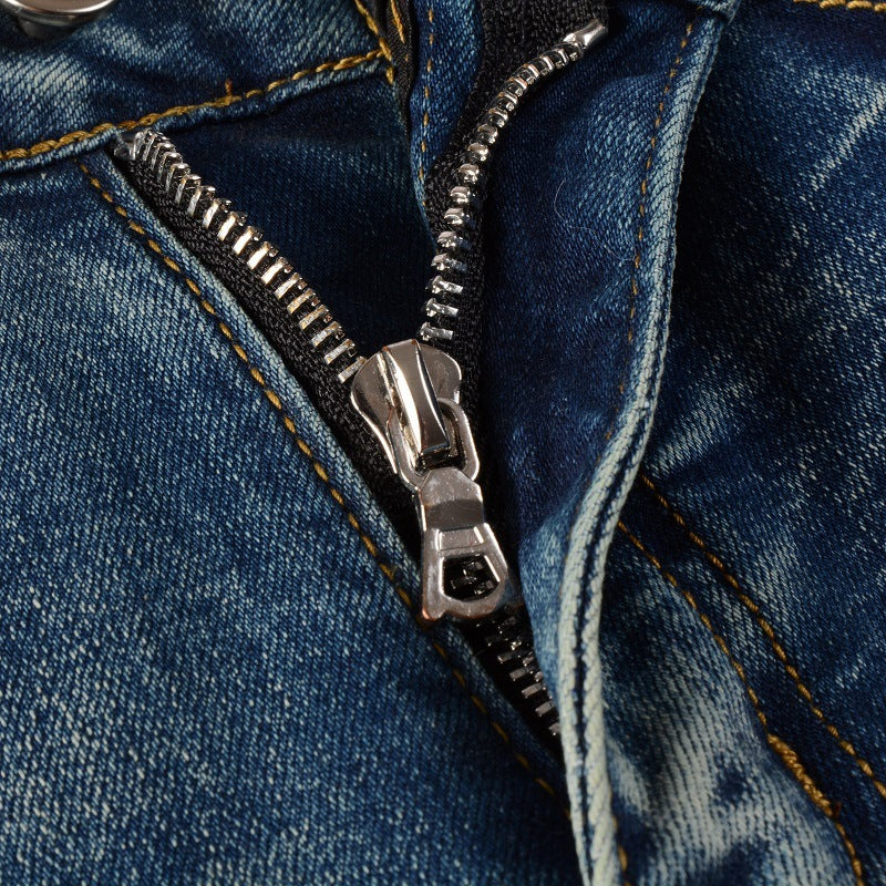 Ripped Color Patch Jeans Retro