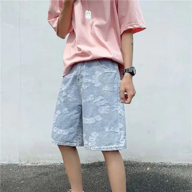 PureFusion Moon-Wash Style Loose Denim Shorts