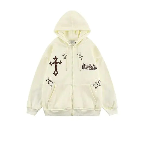 Y2K Hoodie Cross Print Streetwear Oversized