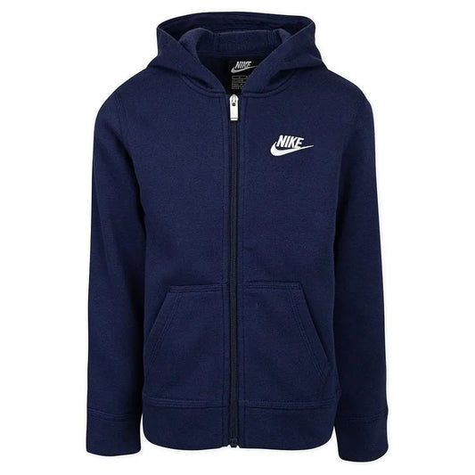 Nike Boys Club Fleece Full Zip Hoodie (Little Kids) Midnight Navy 6 Little Kid