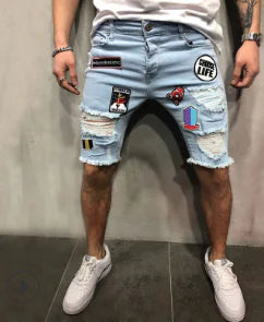 Graffiti Denim Shorts (Five-Point Style)