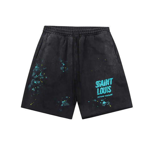 SAINT LOUIS Ink Spray Retro Style Shorts