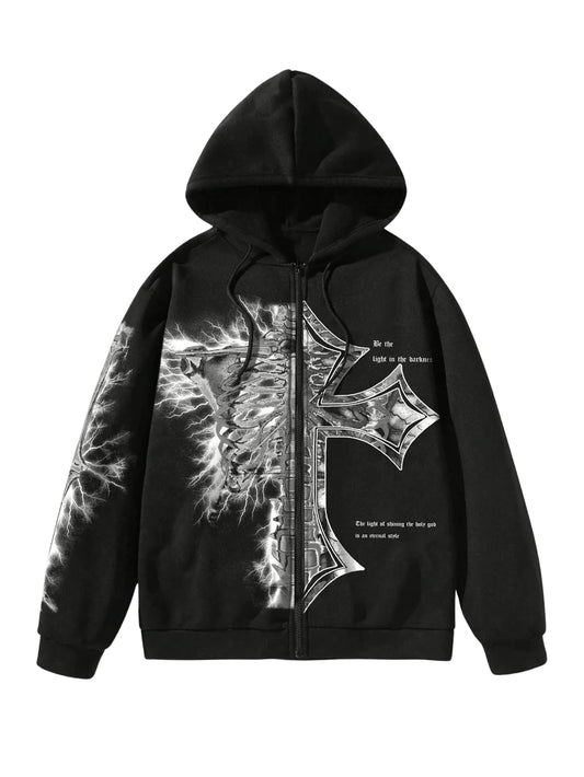 PureFusion Men’s Graphic Zip Up Cross Print Hoodie