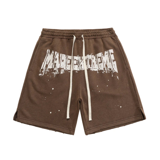 PureFusion Retro Men's Ink Splatter Letter Print Shorts