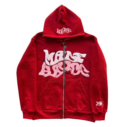 PureFusion Y2k Men’s Puff Print Zip Up Hoodie